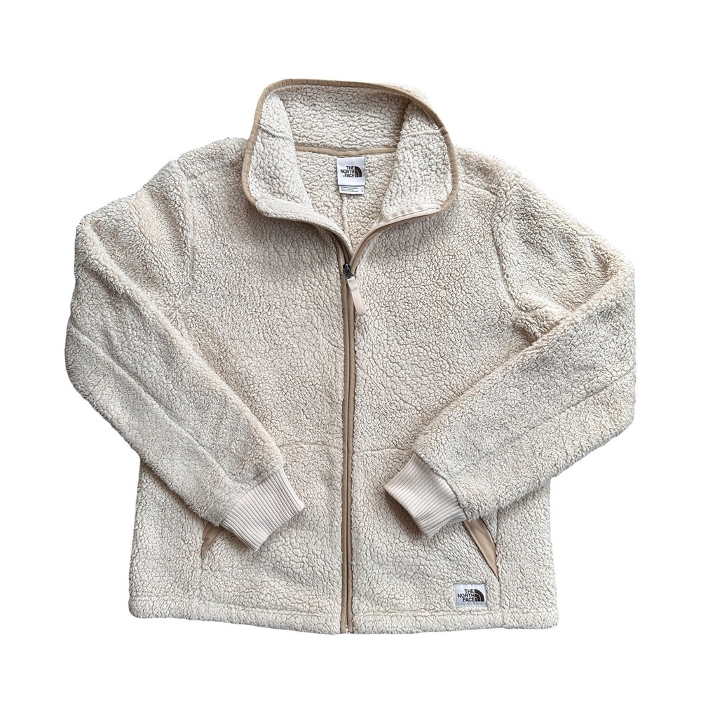 The North Face Sherpa Fleece Full Zip Jacket Womens Large Cream Excellent